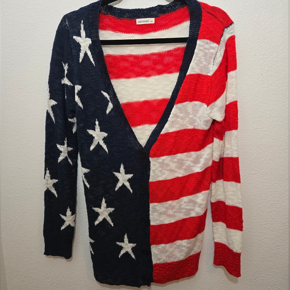 Andthewhy American Flag Cardigan S/M